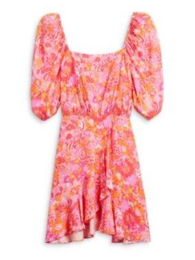 Ted Baker Bethha Paisley Pink puff sleeved dress